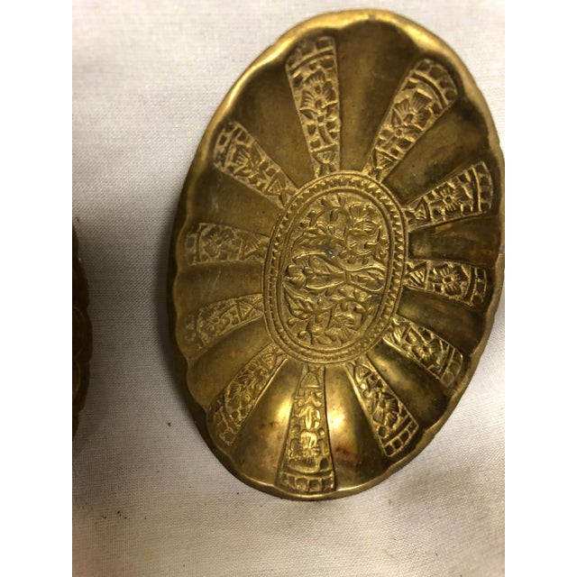 1980s 1980s Indian Brass Decorative Oval Trays/Dish - a Pair For Sale - Image 5 of 6
