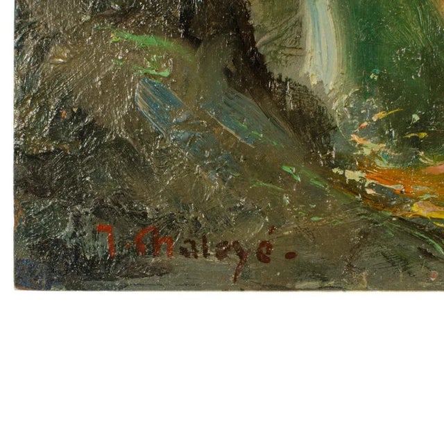 Jean Chaleye (FRENCH , 1878-1960) Natures Fountain - Oil on Board , signed lower left - Nude woman drinking from small...