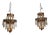1950s Art Deco Etched Metal and Crystal Pendant Chandeliers - a Pair For Sale