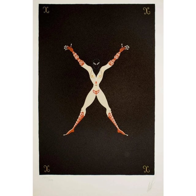 Erté, Letter X, Lithograph and Screen Print, 1976 For Sale - Image 4 of 4