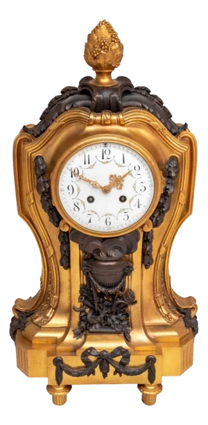 Louis XVI Style Gilt and Patinated Bronze Clock