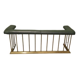 Brass and Green Leather Club Fender, 1880 For Sale