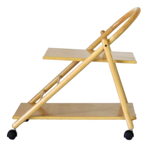 Vintage Bar Cart with Wood Structure and Wheels, 1980s