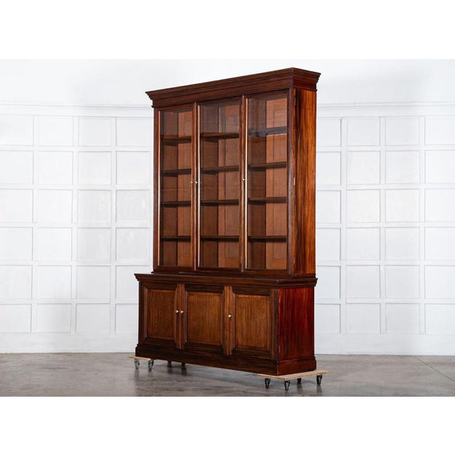 19th Century Antique English Triple Glazed Bookcase in Mahogany, 1870 For Sale - Image 5 of 18