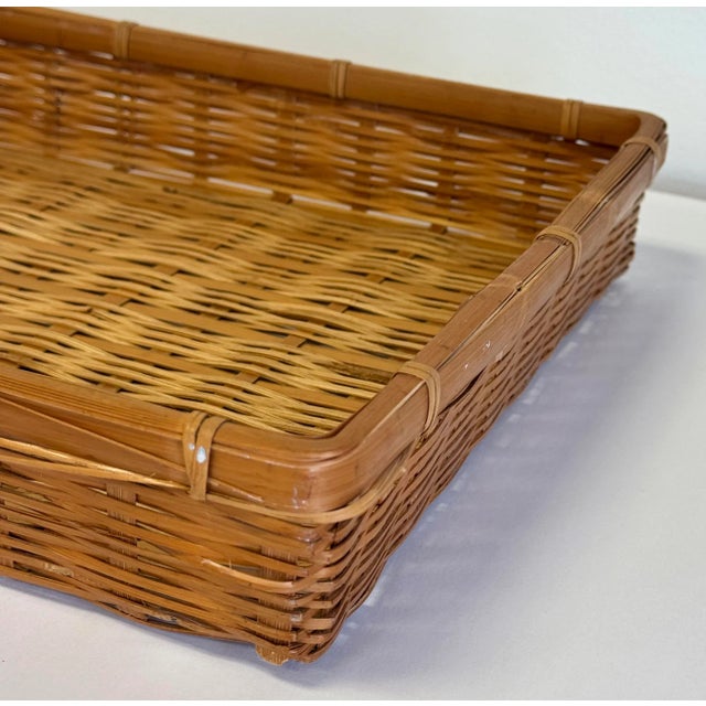 Late 20th Century Vintage Woven Wicker Basket Tray For Sale - Image 5 of 8