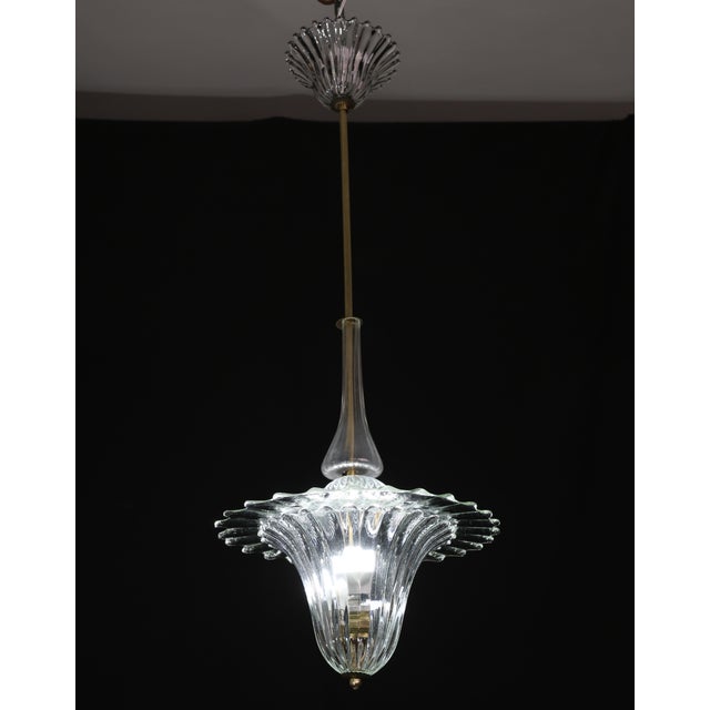 Elegant Art Decò Murano Glass Lantern by Barovier E Toso Pendant Light, 1950 For Sale - Image 12 of 17