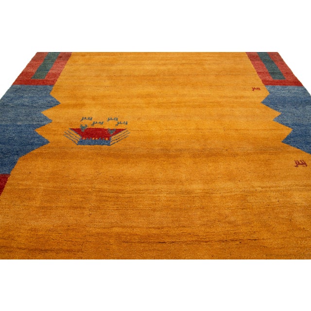 Yellow Contemporary Persian Gabbeh Wool Rug With Multicolor Pattern For Sale - Image 8 of 10