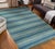 5x8 Blue Flat Weave Wool Bamboo Silk Coastal Horizon Striped Modern Carpet Rug For Sale - Image 4 of 7