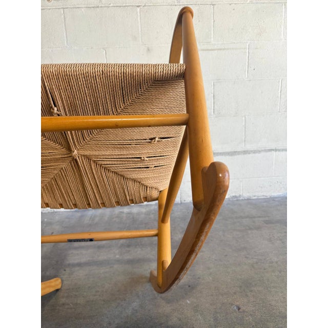 1960s In Style of Hans Wegner FDB Møbler Beechwood High Back Rocking Chair Danish Mid-Century Modern 1960s For Sale - Image 5 of 10