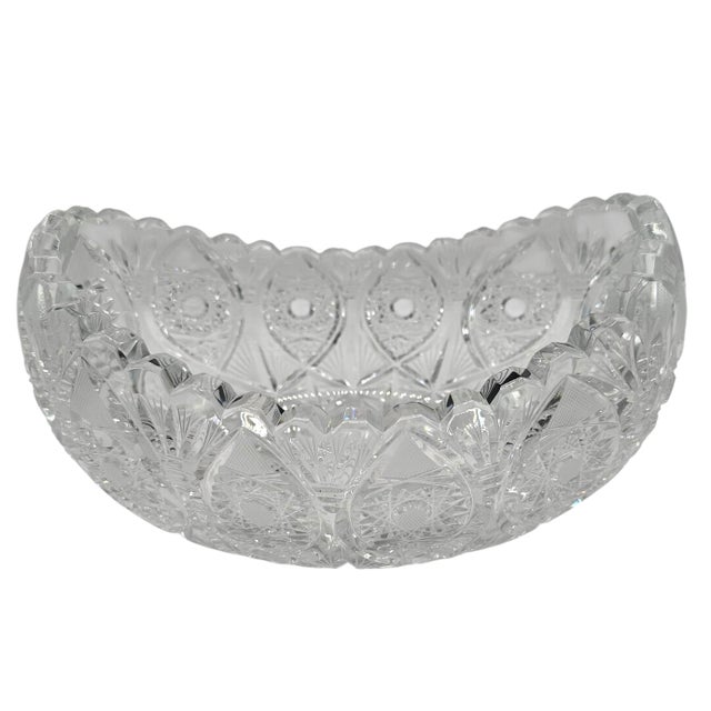 Mid 20th Century Vintage American Brilliant Style Cut Crystal Serving Bowl For Sale - Image 5 of 12