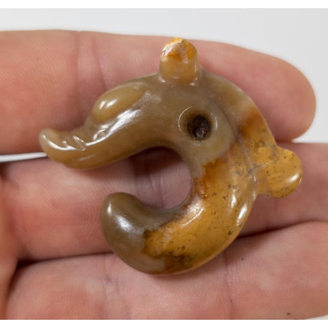 20th Century Chinese Carved Carnelian Agate or Jade Pig Dragon Pendant, Hongshan Style For Sale - Image 9 of 9