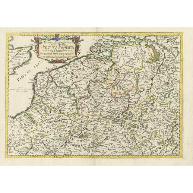 Antique Map of Belgium and Surroundings, 1692 For Sale
