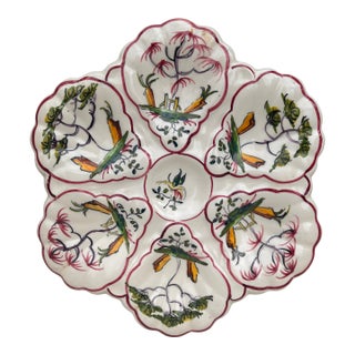 French Faience Oyster Plate Moustiers Style, Circa 1940 For Sale