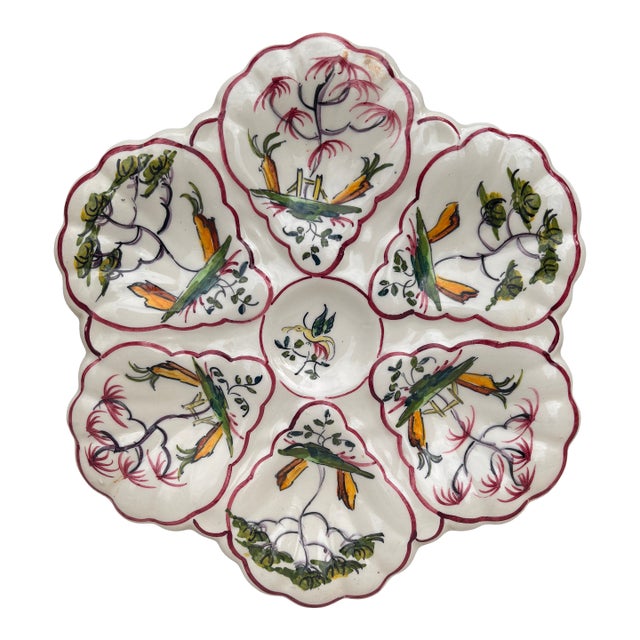 French Faience Oyster Plate Moustiers Style, Circa 1940 For Sale