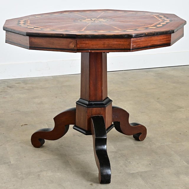 Italian 19th Century Marquetry Inlay Pedestal Table For Sale - Image 10 of 15