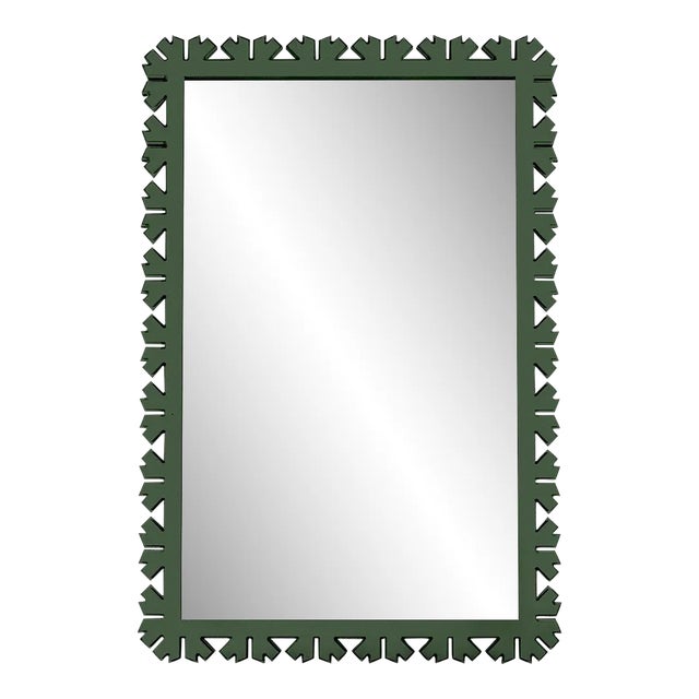 Fleur Home Audubon Bamboo Sticks Rectangle Mirror in Duck Green, 35.5x50.5 For Sale