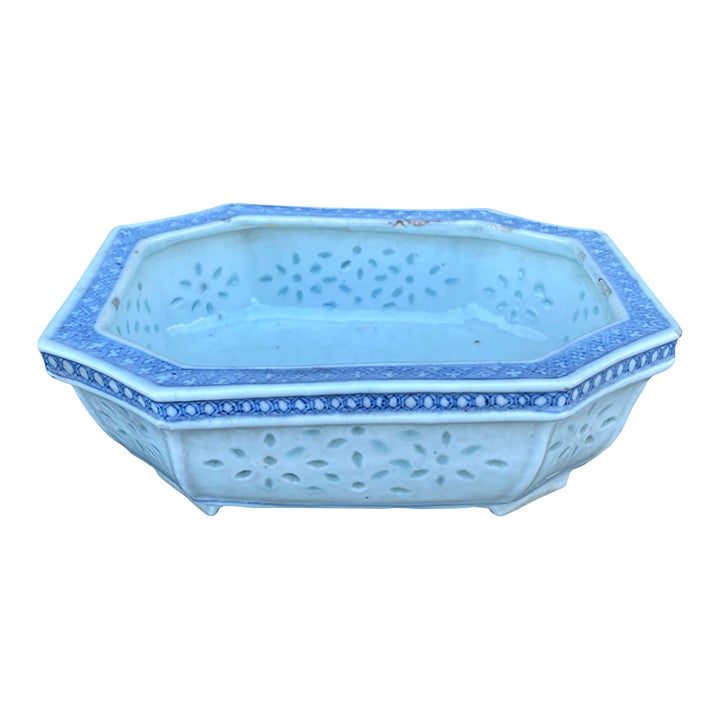 19th Century Chinese Blue and White Rice Grain Planter | Chairish