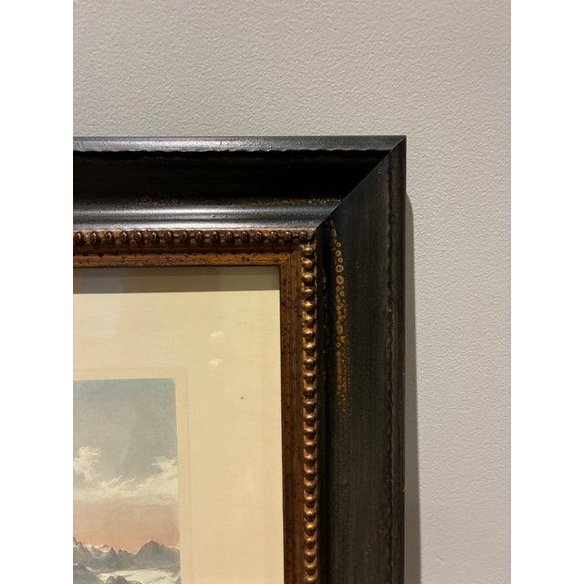 Vintage “Val St. Nicola” Switzerland Alpine Landscape Print in Ornate Black & Gold Frame For Sale - Image 4 of 5