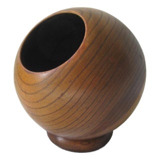 Mid Century Carved Wood Pen/Pencil Holder For Sale
