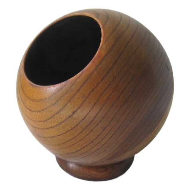Mid Century Carved Wood Pen/Pencil Holder For Sale