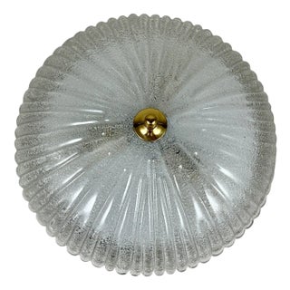 Vintage Hollywood Regency Flush Mount in Glass with Brass Pin For Sale