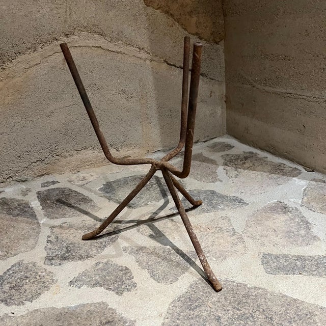 1950s 1950s Sculptural Midcentury Rusty Tripod Planter Pedestal Stand For Sale - Image 5 of 11