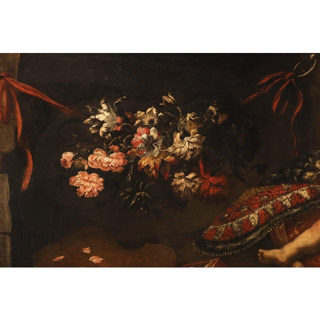 Circle of Antonio Tibaldi, Vanitas Still Life, 1700, Oil on Canvas For Sale - Image 4 of 16