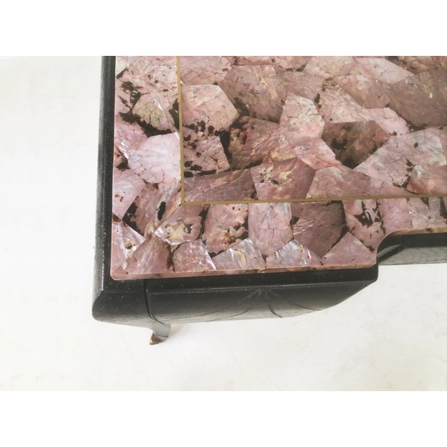 Art Deco Style Maitland-Smith Faux Ostrich Leather Writing Desk For Sale - Image 9 of 11