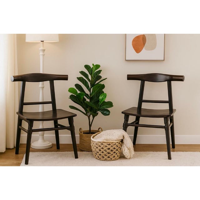 Mid 20th Century Artesan-Made Thai Bamboo Dining Chairs – Caffe Finish - Set of 2 For Sale - Image 5 of 12