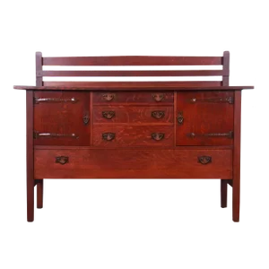 Gustav Stickley Mission Oak Arts & Crafts Sideboard, Circa 1900