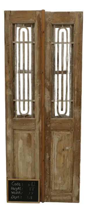 Late 19th Century Double French Doors With Metal/Glass - A Pair