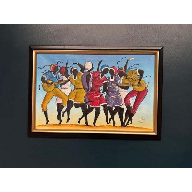 R. Shaw, Dancing Figures with Instruments, 1950s, Oil Painting on Canvas, Framed For Sale - Image 13 of 15