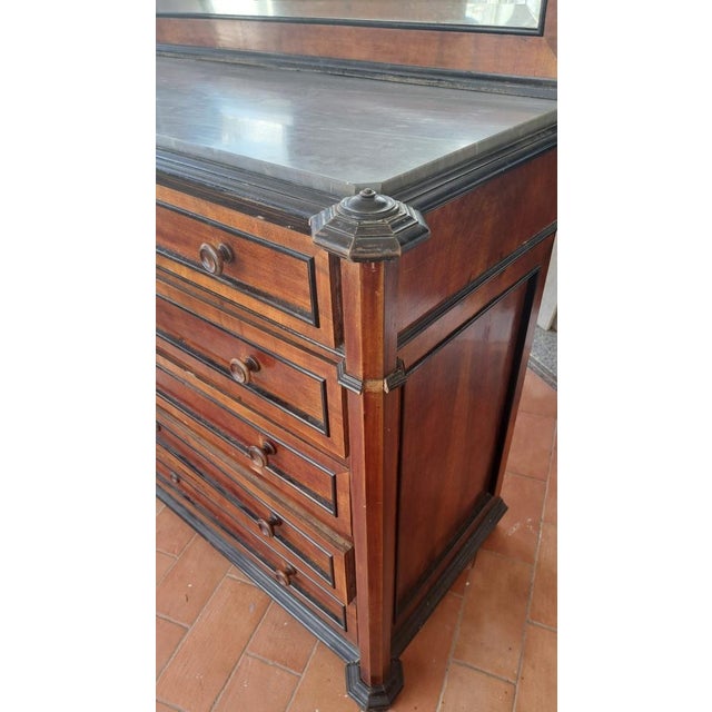 Italian Walnut Chest of Drawers with Mirror For Sale - Image 4 of 6