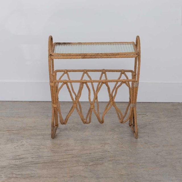 French 1960s French Rope Table and Magazine Rack by Audoux-Minet For Sale - Image 3 of 9