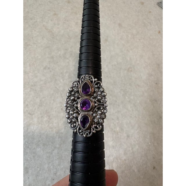 Sterling, Silver and Amethyst Ring For Sale - Image 4 of 5