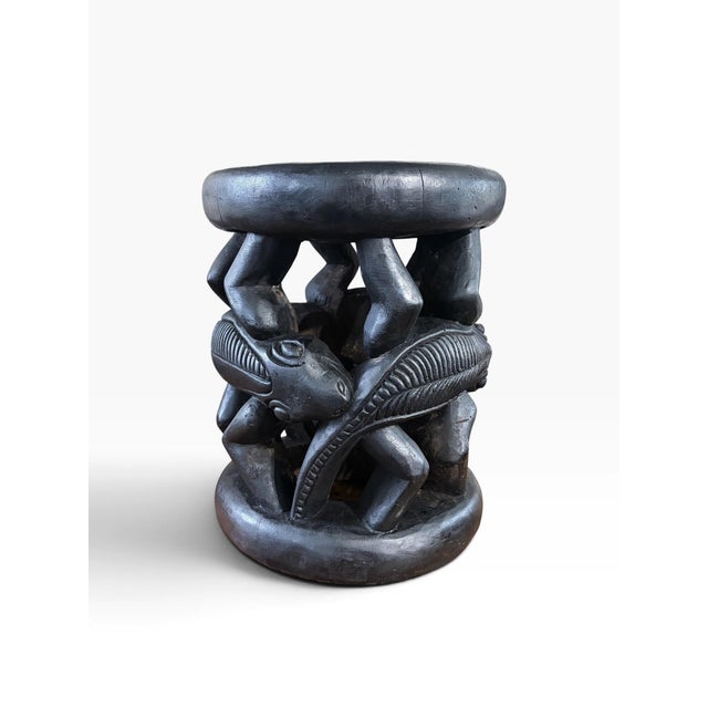 Wood Vintage Tribal Nobility Bamileke Lizard Stool/Table Cameroon 16" H For Sale - Image 7 of 9