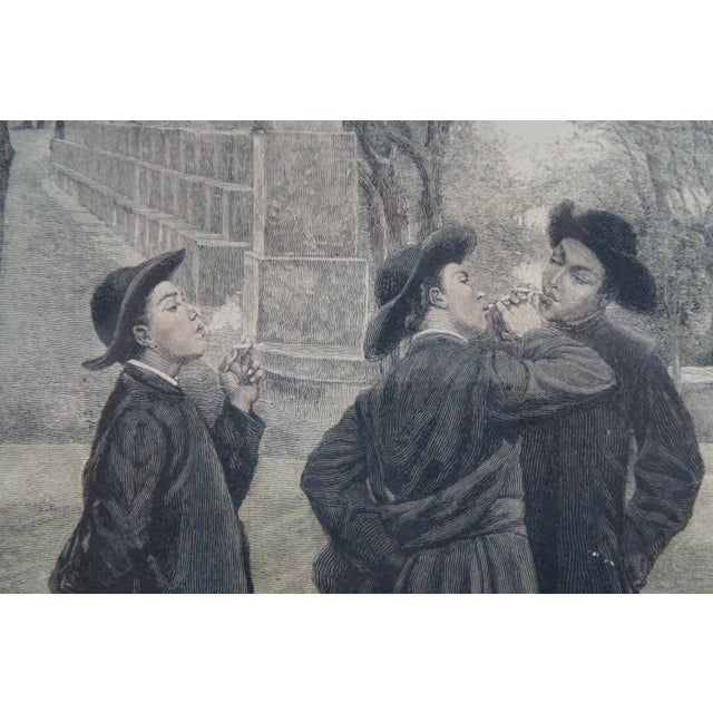 Antique 19th C. Hand Colored Engraving Relaxation on Monte Pincio by E Lowenthal For Sale - Image 6 of 10