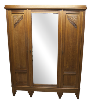 Art Deco Wardrobe in Carved Oak, 1933