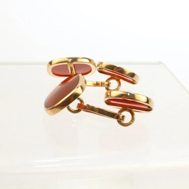 Vintage Austrian Edwardian 14 Karat Gold and Carnelian Cufflinks - 2 Pieces For Sale In Philadelphia - Image 6 of 12