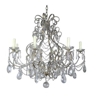 French Crystal Beaded 8-Arm Chandelier, 20th Century For Sale