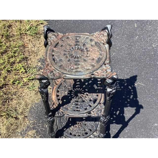 Black Antique French Victorian Cast Iron 3 Tier Plant Stand For Sale - Image 8 of 10