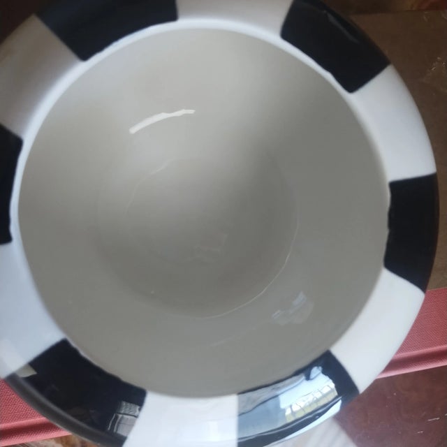 Coral Hand-Carved Gold-Plate Lidded Black and White Stripe Ceramic Box France New For Sale In Austin - Image 6 of 12