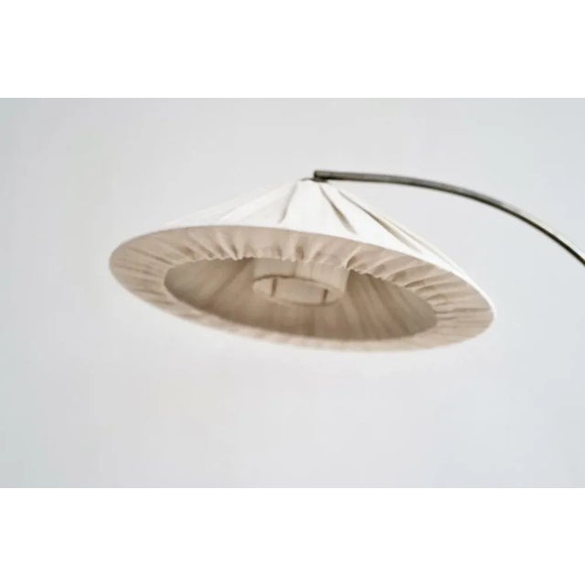 Mid-Century Scandinavian Brass and Linen Floor Lamp, 1940s For Sale - Image 4 of 5