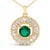 Contemporary 14K Yellow Gold Plated Silver Lab Grown Emerald and Diamond Sunburst Medallion Pendant Necklace For Sale - Image 3 of 5