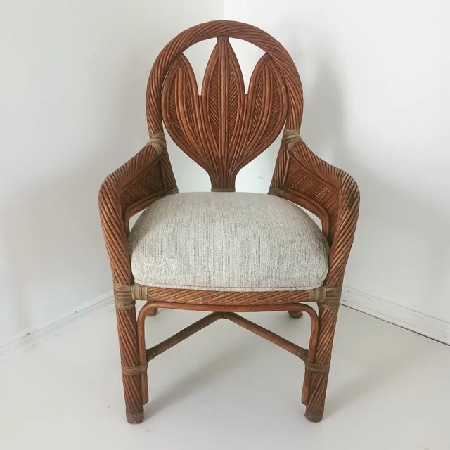 1970s Vintage Pencil Reed Bamboo Dining Chairs - Set of 4 For Sale - Image 4 of 12