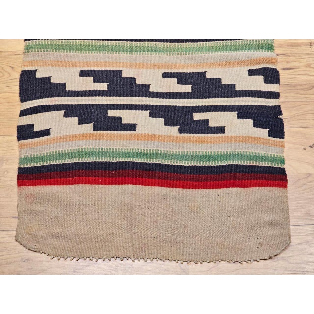 Vintage Native American Navajo Area Rug, Handwoven Wool, Stripe Pattern,Ivory & Red, 2x4 For Sale - Image 12 of 16