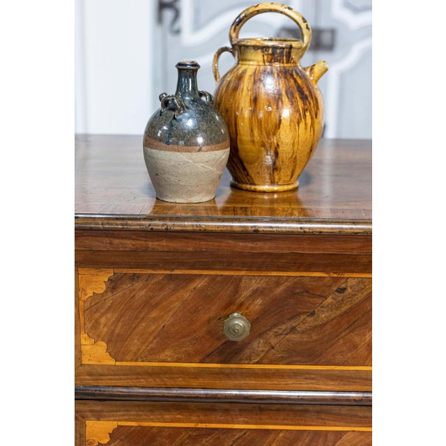 Wood Italian 1690s Walnut and Ash Three-Drawer Commode with Inlaid Décor For Sale - Image 7 of 17