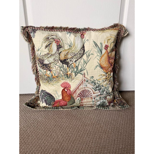 Rooster Chicken Large 24" Square Custom Made French Country Style Throw Decor Pillow For Sale - Image 12 of 12