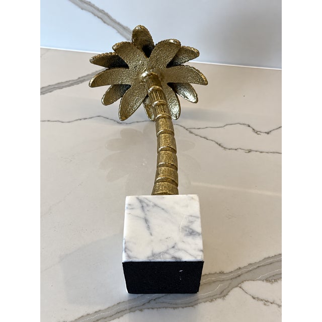 Striking vintage brass palm tree sculpture done in the style of Maison Jansen and Maison Charles. Beautifully detailed...