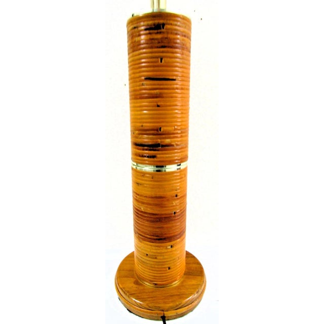 Brown Vintage Pencil Reed and Brass Table Lamp in the Style of Gabriella Crespi, 1960s For Sale - Image 8 of 12